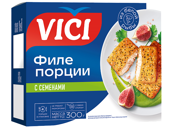 Порции из филе в панировке с семенами