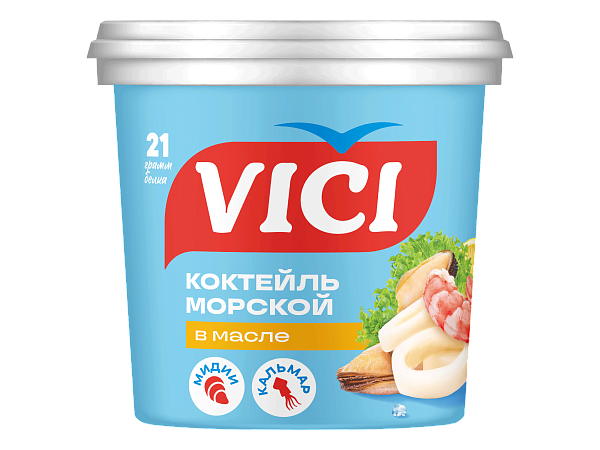 Коктейль из морепродуктов «Морской» с креветками (из сурими) в масле