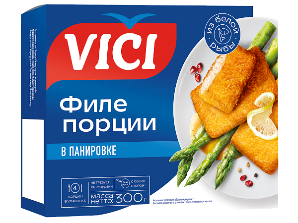 Порции из рыбного филе в панировке